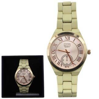 Eton Men's Circle Dial Watch – Beige & Rose Gold