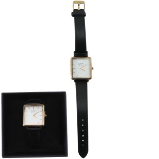 Eton Men's Square Watch With Leather Strap – Black