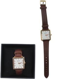 Eton Men's Square Watch With Leather Strap – Brown