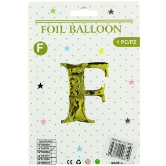 16" Letter "F" Air filled Foil Balloon - Gold