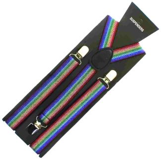 Wholesale Fashion Shiny Suspender Braces Glitter Rainbow 25mm