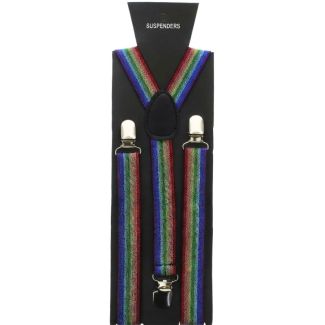 Fashion Shiny Suspender Braces Glitter Rainbow 25mm