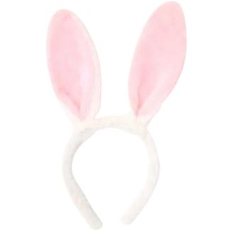 Fur Fabric Bunny Rabbit Ears Aliceband - Pink & White (1.5cm Wide)
