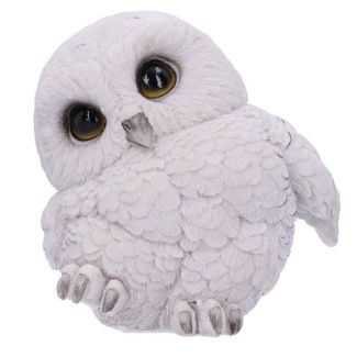 Feathers Cute Round Snowy Owl Figurine - 12.5cm