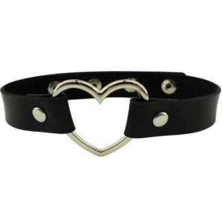 Vegan Heart Design Leather Choker 