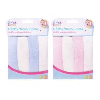 First Steps Baby Wash Clothes - Assorted Colours (Pack of 4)