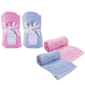 First Steps Baby Soft Pure Cotton Cellular Blanket - Assorted