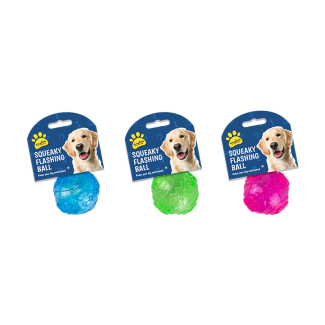 Flashing & Squeaky Play Ball - Assorted Colours 