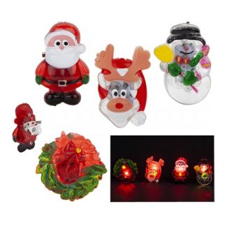 Wholesale Flashing Xmas Brooches - Assorted Designs 