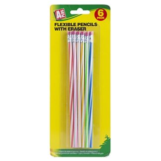 6pcs Flexible Pencils With Eraser Top 