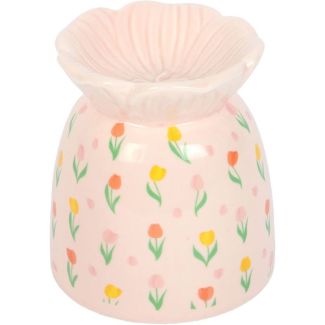 Floral Tulip Print Oil Burner and Wax Warmer – 11 cm