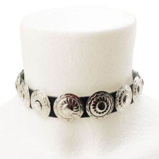 1 Row Flower Fitting Leather Choker 