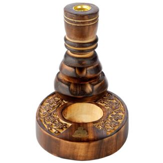 Flower Garden Carved Mango Wood Backflow Incense Burner