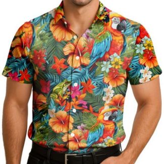 Flower Design Polyester Shirt 