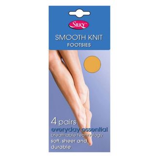 Silky's Smooth Knit Footsies 4 Pair Pack - Natural (One Size)