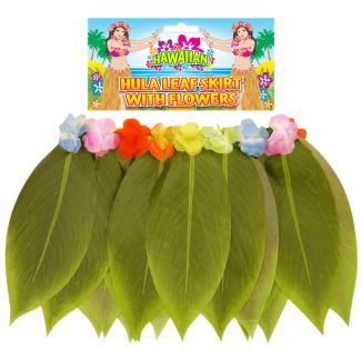 Hula Leaf Skirt With Flower 