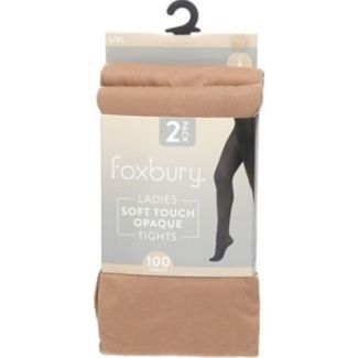 Foxbury 100 Denier Opaque Tights – Nude L/XL (Pack of 2)