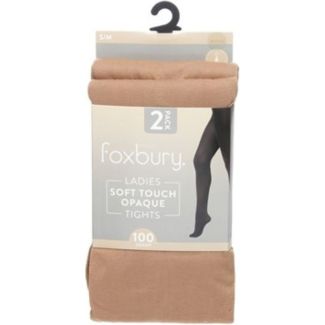 Foxbury 100 Denier Opaque Tights – Nude S/M (Pack of 2)