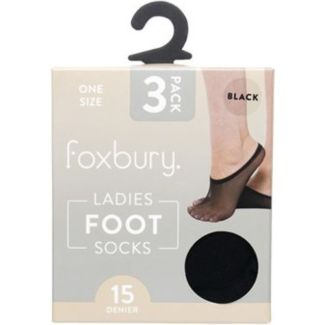 Foxbury 15 Denier Footlet Socks – Black (Pack of 3)