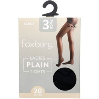 Foxbury 20 Denier Tights – Black Large (Pack of 3)