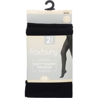 Foxbury 40 Denier Tights – Black Medium (Pack of 2)