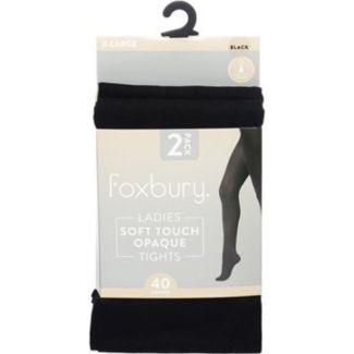 Foxbury 40 Denier Tights – Black X-Large (Pack of 2)