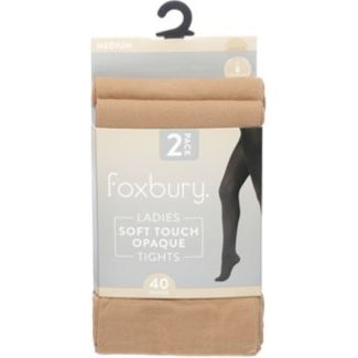 Foxbury 40 Denier Tights – Nude Medium (Pack of 2)