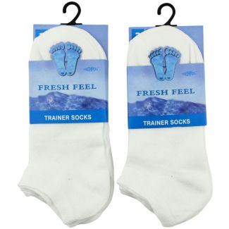 Fresh Feel Ladies Trainer Socks - White 