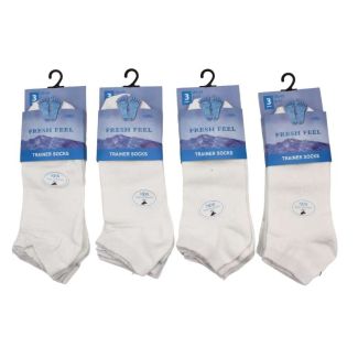 Men's Fresh Feel 3 Pack Trainer Socks(6-11)- White