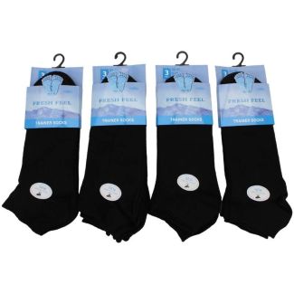 Mens Fresh Feel 3 Pack Trainer Socks(6-11)- Black