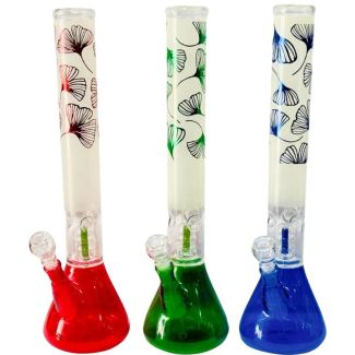 Frost & Flower Design Glass Waterpipe -  Assorted Colours (17.5inch)