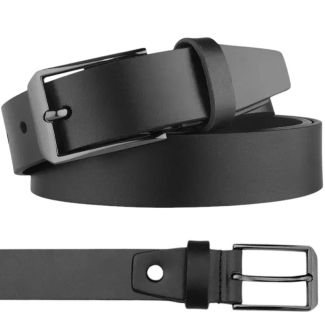 Men’s Full Grain Leather Belt with Screw Gunmetal Buckle 28mm Wide - Black (XX-Large)