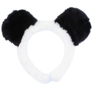 Fur Fabric Panda Ears Aliceband - Black & White