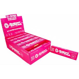 G-Rollz King Size Slim Rolling Papers + Tips – Lightly Dyed Pink