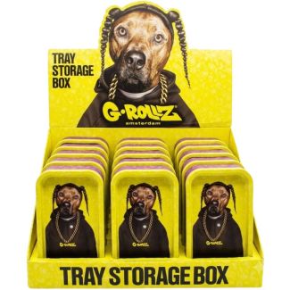 G-ROLLZ  Mini Storage Box Tin With Tray Lid (12.3 x 7 x 3.2cm) - Rap Dog