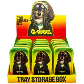 G-ROLLZ  Mini Storage Box Tin With Tray Lid (12.3 x 7 x 3.2cm) - Rasta Dog