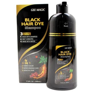 Gee Magic 3-in-1 Herbal Hair Dye Shampoo 17.6FL OZ (500ml) - Black