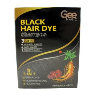 Gee Magic 3-in-1 Herbal Hair Dye Shampoo (10Pcs x 30ml) - Black