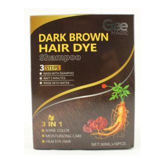 Gee Magic 3-in-1 Herbal Hair Dye Shampoo (10Pcs x 30ml) - Dark Brown