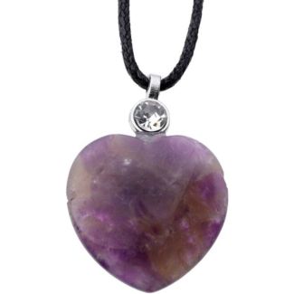 Gemstone Heart Shaped Healing Stone Pendant - Amethyst