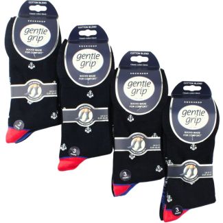 Gentle Grip Nautical Socks for Men (3 Pack) - Assorted 