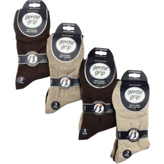 Gentle Grip plain Socks for Men (3 Pack) - Assorted 