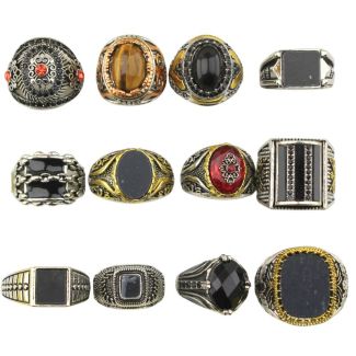 Gents Silver Rings in Assorted Styles and Sizes (12pcs)