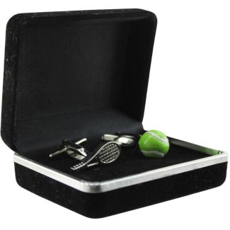 Gents Silver Tennis Racket and Ball Shirt Cufflink