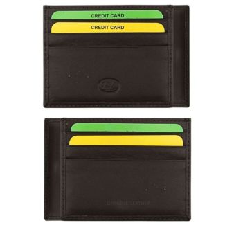 Genuine Leather RFID Credit Card Holder- Brown