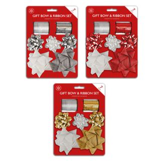 Wholesale Gift Box & Ribbon Set - Assorted Colours 
