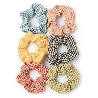 Gingham Design Fabric Scrunchies 10cm - Assorted Colours 