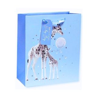 Giraffe Design Baby Boy Sky Blue Gift bag (Medium)