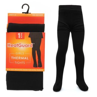 Girls 140D Brushed Thermal Tights Black - Assorted Sizes 