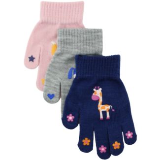 Girls Thermal Magic Gloves With Rubber Print 